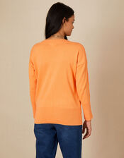 Slash Neck Popper Jumper, Orange (ORANGE), large