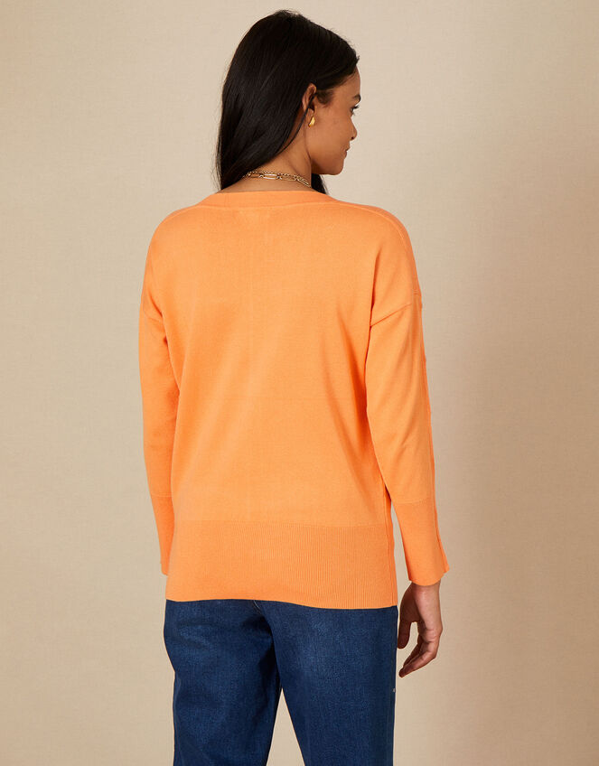 Slash Neck Popper Jumper, Orange (ORANGE), large