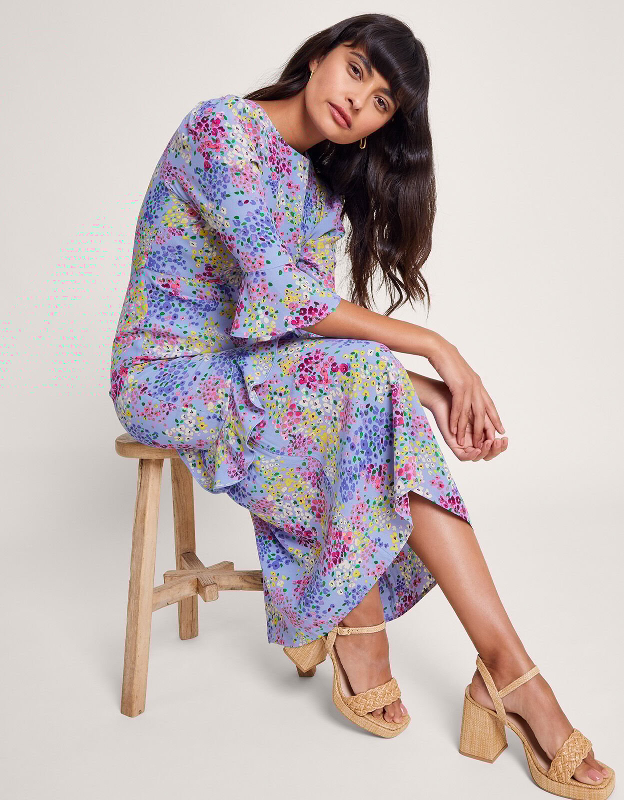 Micola Ditsy Tea Dress Blue Day Dresses Monsoon ROI