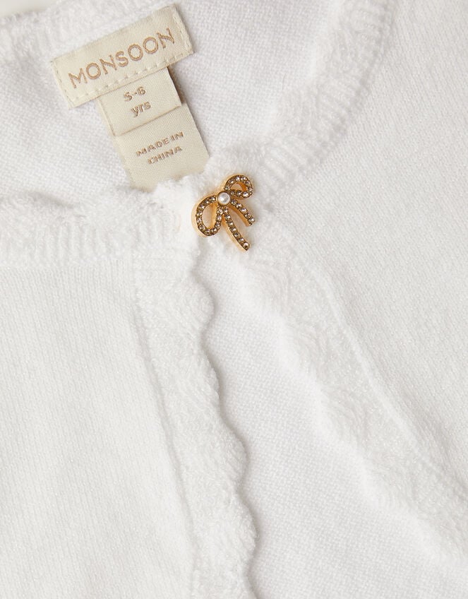Maeve Bow Button Cardigan, Ivory (IVORY), large