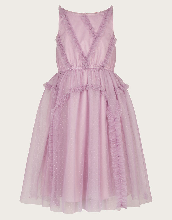 Veronica Ruffle Tulle Dress, Purple (LILAC), large