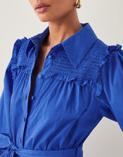 Jules Broderie Midi Shirt Dress, Blue (BLUE), large