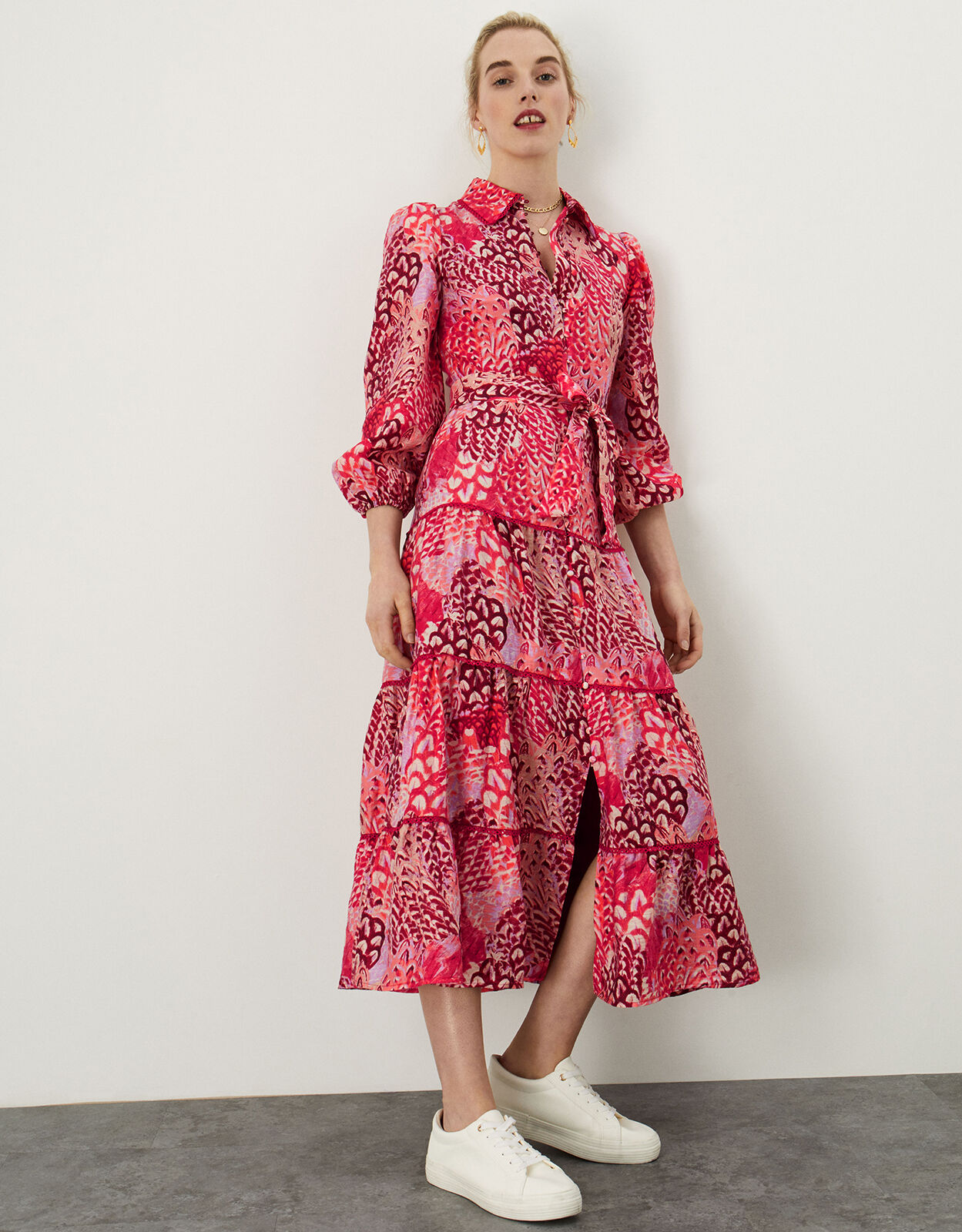Freya Tiered Shirt Dress Red Evening Dresses Monsoon ROI