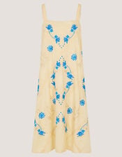 Sophie Embroidered Midi Cami Dress, Yellow (YELLOW), large