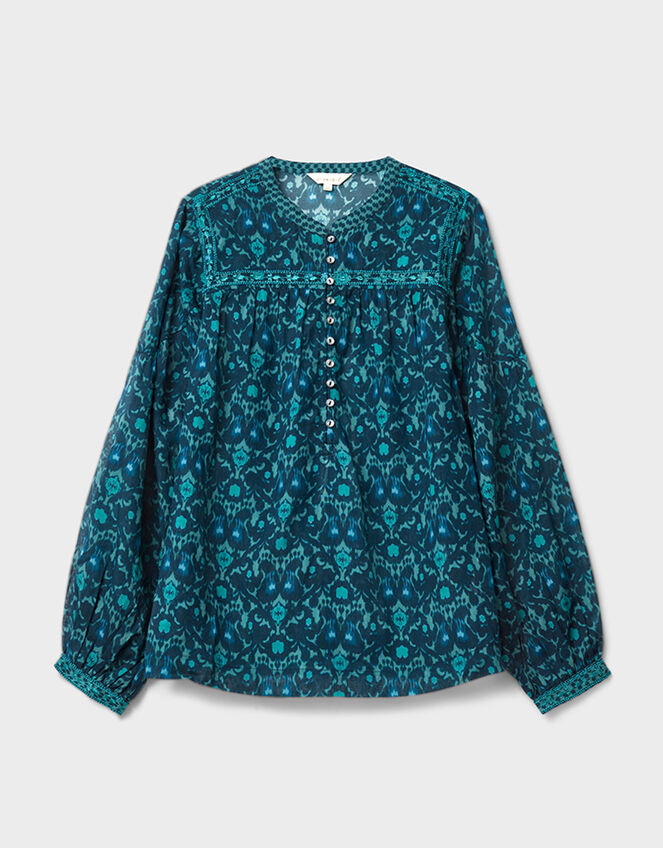 East Bridget Floral Print Top, Blue (NAVY), large