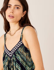 Holly Printed Cami with Organic Cotton, Blue (BLUE), large