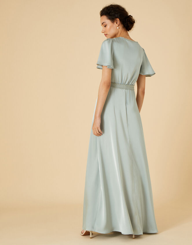 Ivy Satin Lace Maxi Dress, Green (GREEN), large