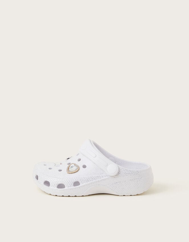 Bridesmaid Sparkle Charm Clogs, Ivory (IVORY), large