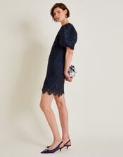 Lila Lace Tunic Mini Dress, Blue (NAVY), large