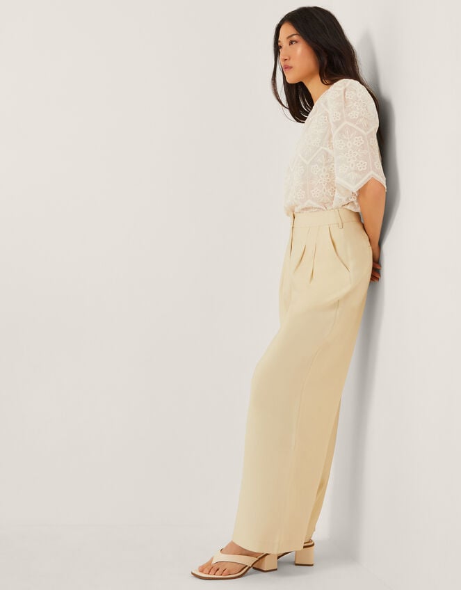 Alba Wide Leg Tailored Trousers, Yellow (YELLOW), large