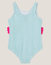 Baby Flamingo Stripe Swimsuit, Blue (AQUA), large