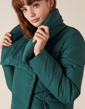 Dhalia Short Padded Coat in Recycled Fabric, Teal (TEAL), large