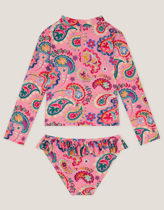 Paisley Print UPF50+ Long Sleeve Swim Set, Pink (PINK), large