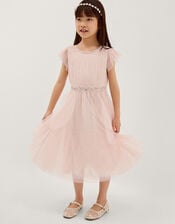 Pennie Embellished Ruffle Party Dress, Pink (PALE PINK), large