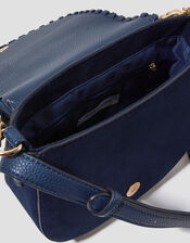Petra Woven Satchel Crossbody Bag, Blue (NAVY), large