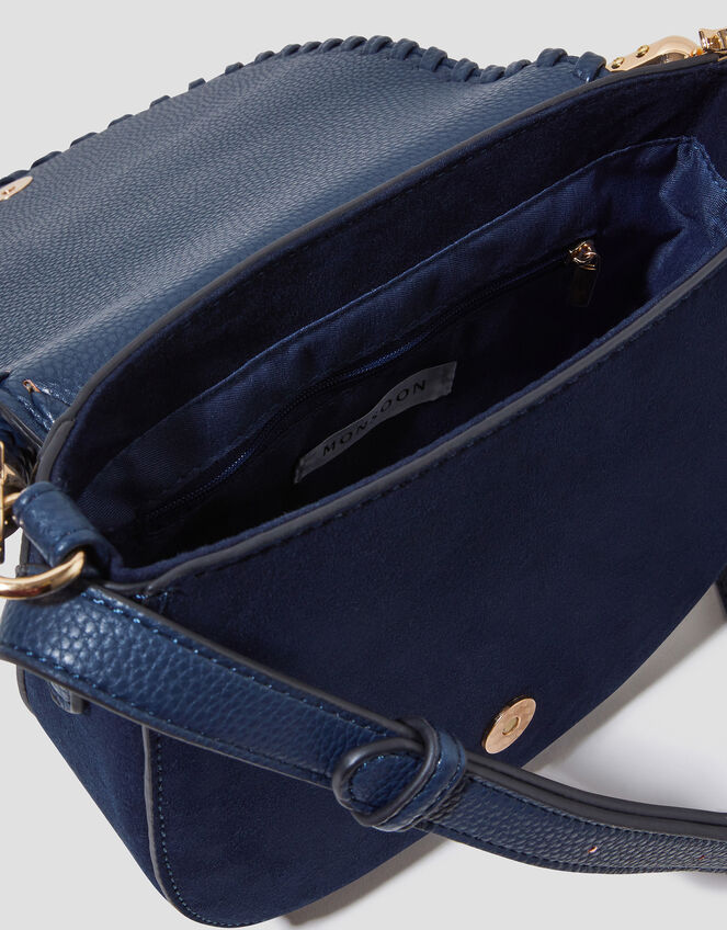 Petra Woven Satchel Crossbody Bag, Blue (NAVY), large