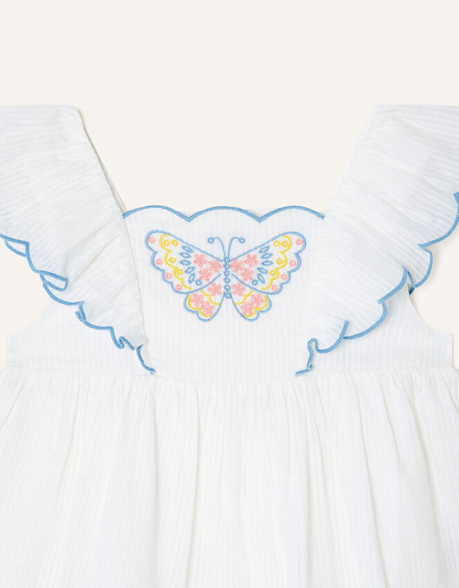 Cut Out Butterfly Neckline Woven Top, White (WHITE), large