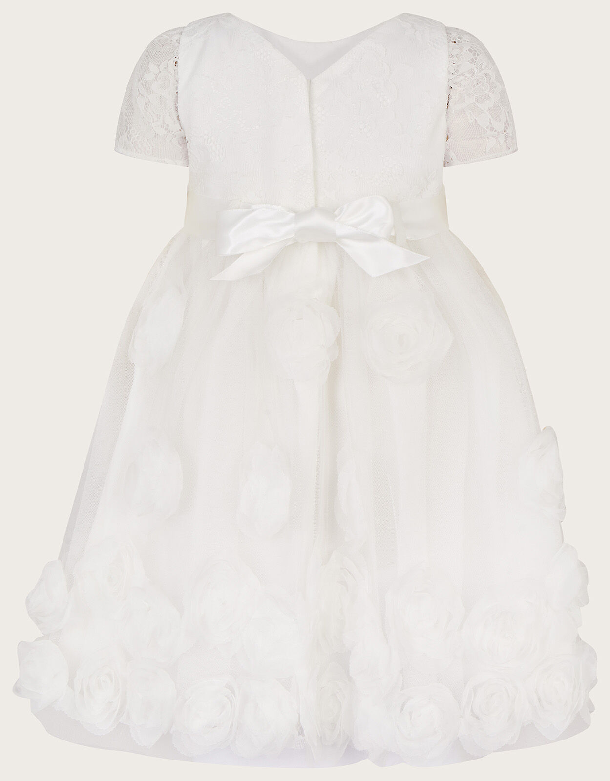 Baby 3D Roses Christening Dress White Baby Girl Dresses