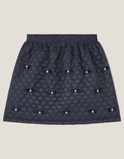 Bow Quilted Skirt, Blue (NAVY), large
