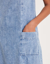 Sian Denim Pinafore Midi Dress, Blue (DENIM BLUE), large