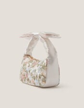 Floral Embroidered Bow Strap Bag, , large