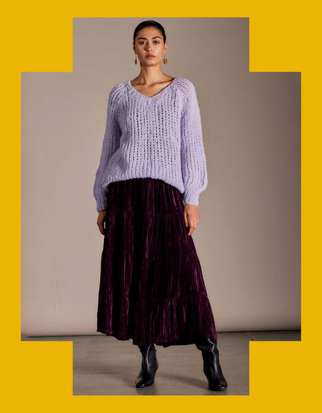 East Heather Velvet Skirt, Purple (RASPBERRY), large