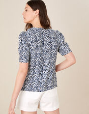 Animal Print Frill Collar Blouse, Ivory (IVORY), large