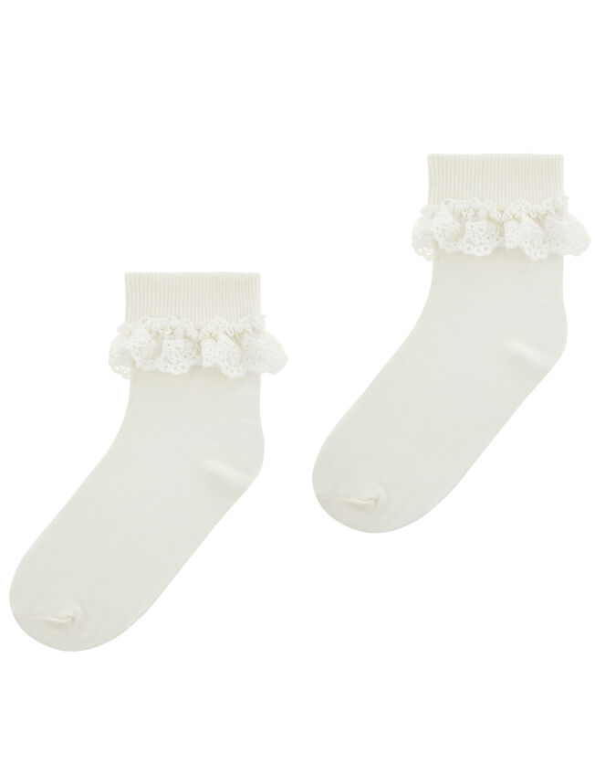 Olivia Bow Lace Sock, Ivory (IVORY), large