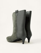 Winnie Western Mid-Calf Leather Boots, Grey (GREY), large