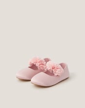 Baby Flower Pom Pom Walker Shoes, Pink (PINK), large
