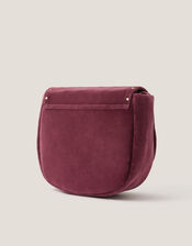 Lily Embroidered Satchel Crossbody Bag, Red (BURGUNDY), large