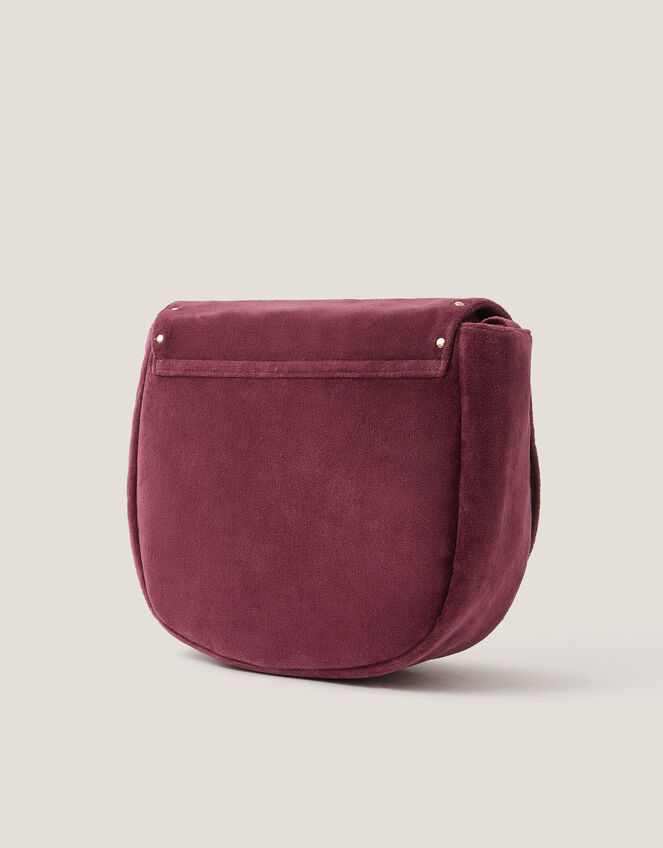 Lily Embroidered Satchel Crossbody Bag, Red (BURGUNDY), large
