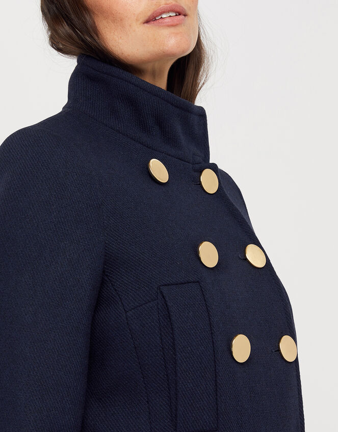 Louis Funnel Neck Coat, Blue (NAVY), large