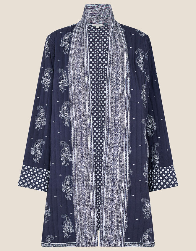 Heston Printed Longline Jacket, Blue (NAVY), large