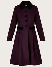 Opal Wool Opera Coat with Recycled Polyester, Purple (PURPLE), large