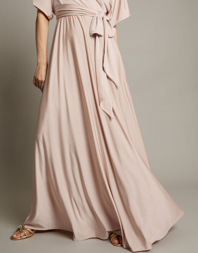Jillian Drape Tie Waist Bridesmaid Dress, Pink (PINK), large