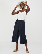 Eureka Culottes in Pure Linen, Blue (NAVY), large