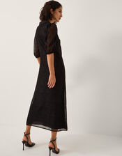 Mae Polka Dot Devoré Midi Dress, Black (BLACK), large