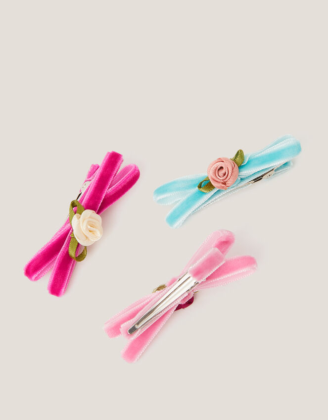 3-Pack Rose Bow Hair Clips, , large
