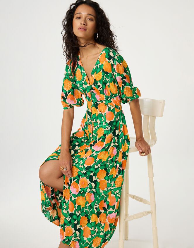 Fabienne Chapot Ana Fruity Floral Midi Dress, Green (GREEN), large