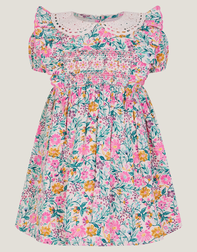 Baby Floral Print Smock Dress, Ivory (IVORY), large