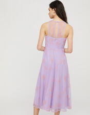 Gabriella Embroidered Floral Midi Dress, Purple (PURPLE), large