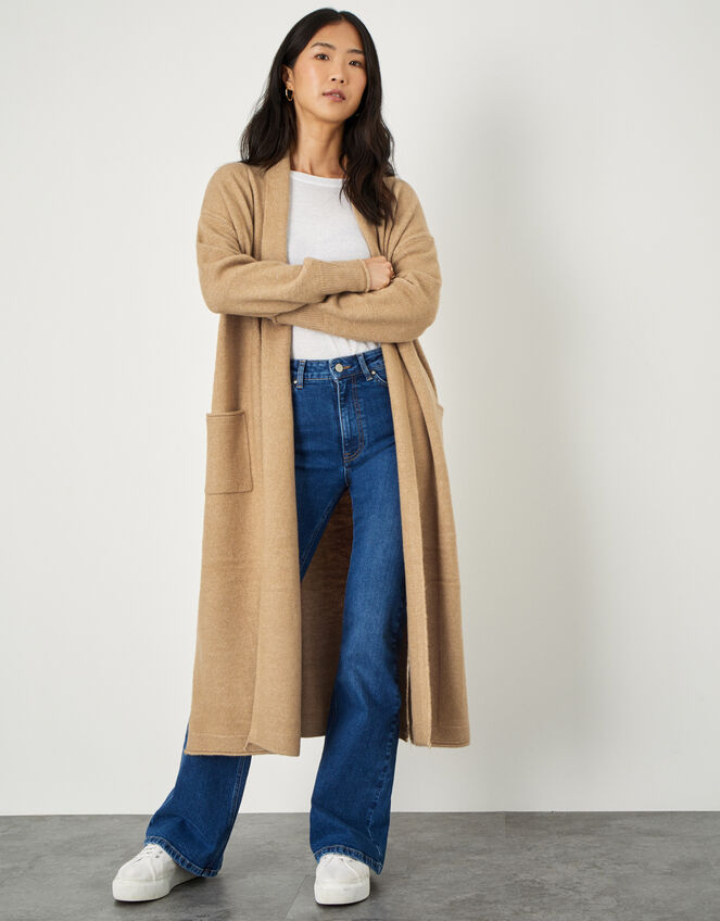 Havbrasme Odysseus Flytte Longline Cardigan with Recycled Polyester Camel
