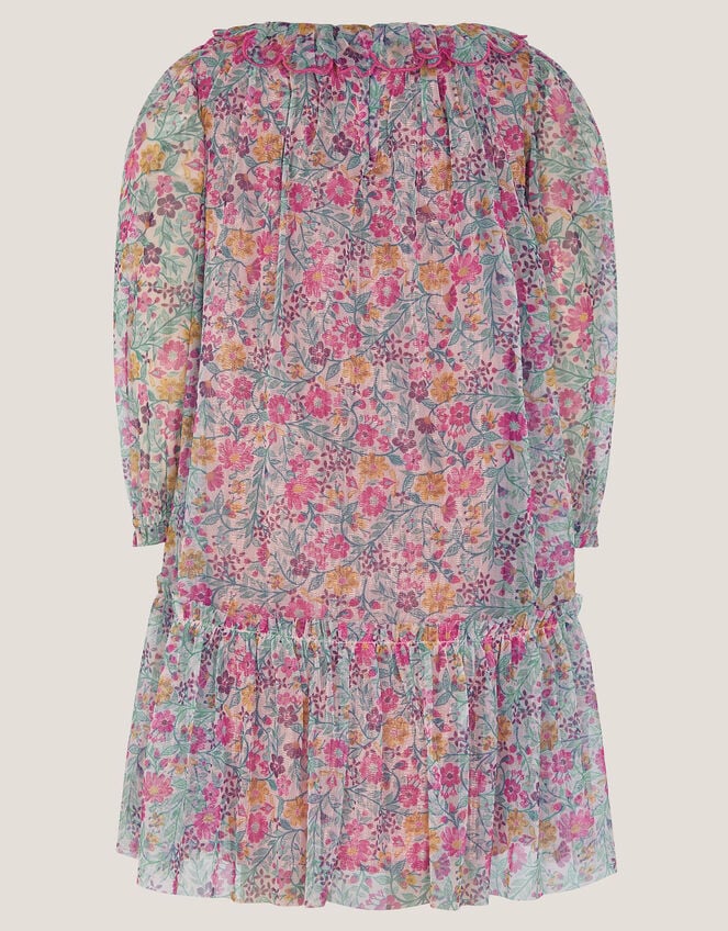 Scallop Collar Floral Print Dress, Pink (PINK), large