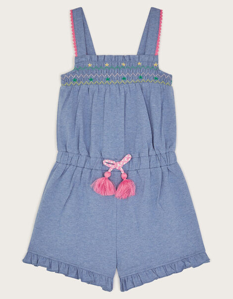 Embroidered Jersey Playsuit, Blue (BLUE), large
