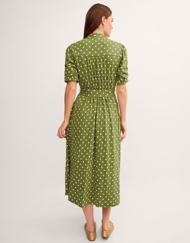Kasey Polka Dot Jersey Midi Dress, Green (GREEN), large