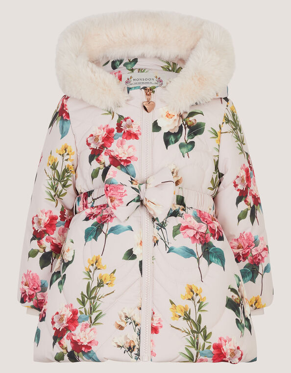 Baby Botanical Print Puffer Coat, Ivory (IVORY), large