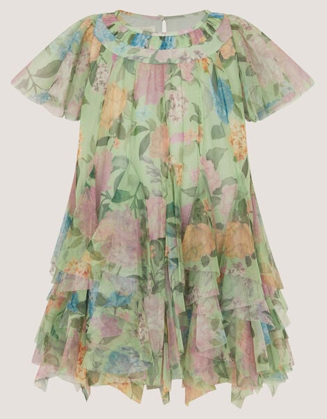 Baby Nessa Floral Mesh Party Dress, Green (GREEN), large