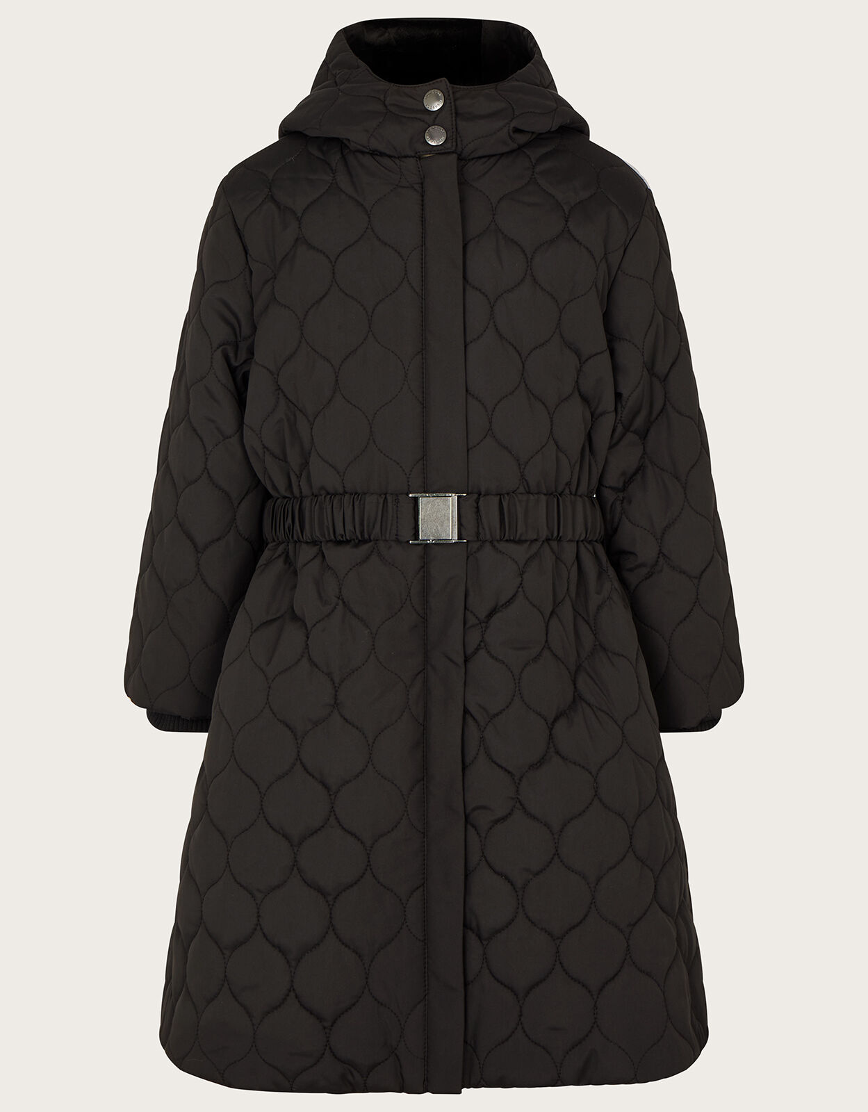 Black belted longline coat sales