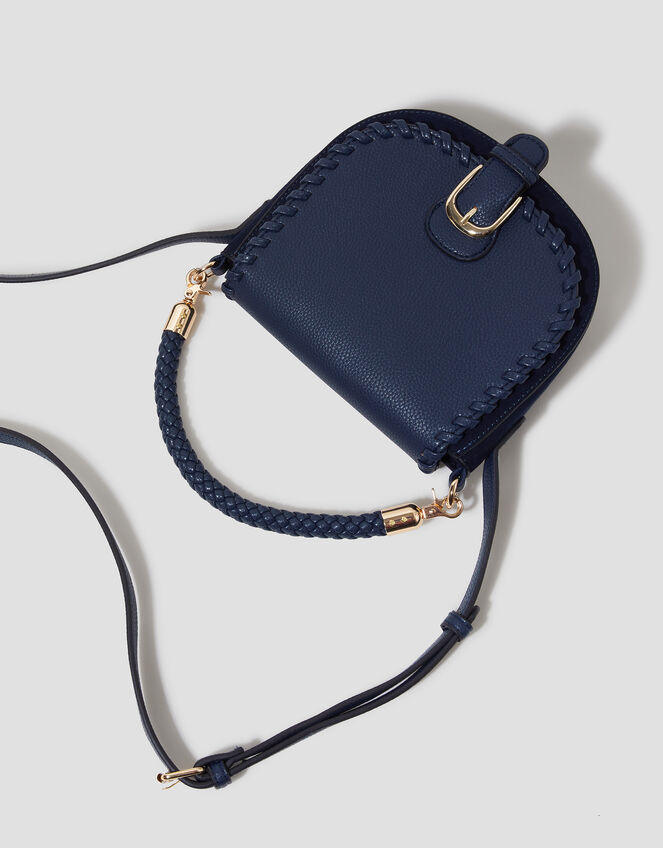 Petra Woven Satchel Crossbody Bag, Blue (NAVY), large